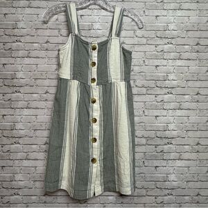 SO Womens Juniors Size 7/8 Striped Dress Gray White Vertical Stripes Buttons